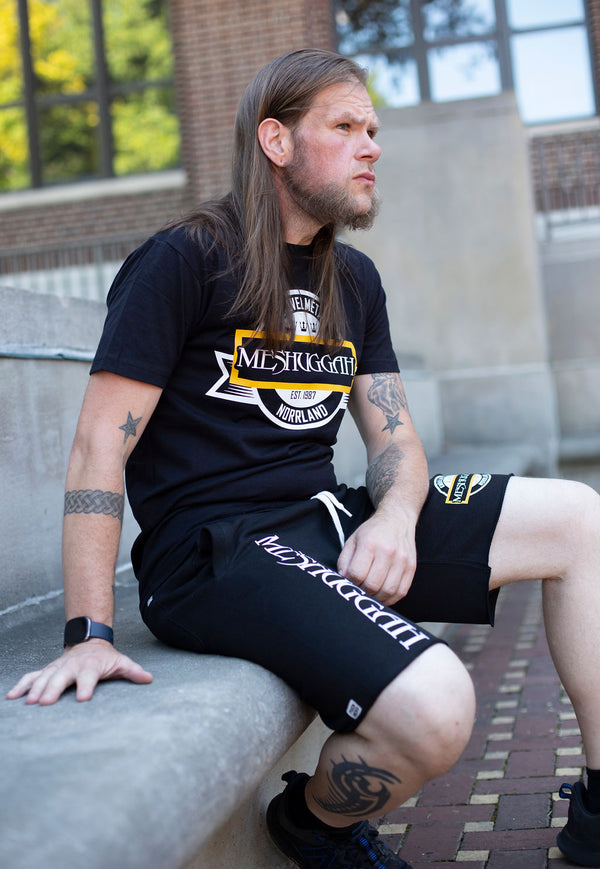 Meshuggah 'Knovelmetal' short sleeve hockey t-shirt in black on model