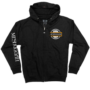 MESHUGGAH 'KNÖVELMETAL' full zip hockey hoodie in black front view