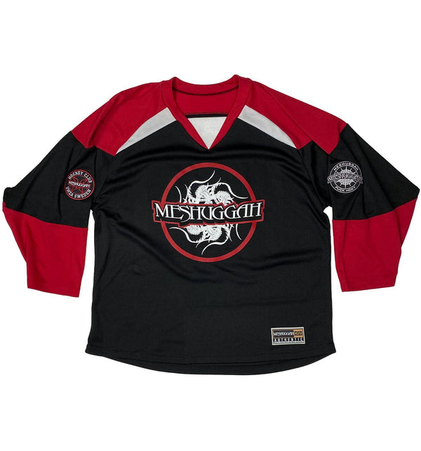 MESHUGGAH 'THIS SPITEFUL SKATE' limited edition autographed hockey jersey in black, red, and white front view