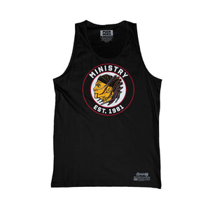 MINISTRY 'UNCLE AL WINDY CITY' hockey tank top in black front view
