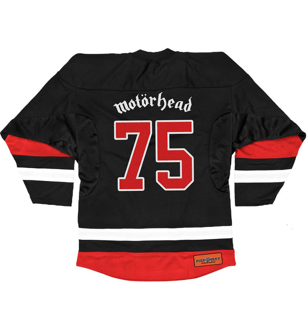MOTÖRHEAD 'ACE OF SPADES' deluxe hockey jersey in black, white, and red back view