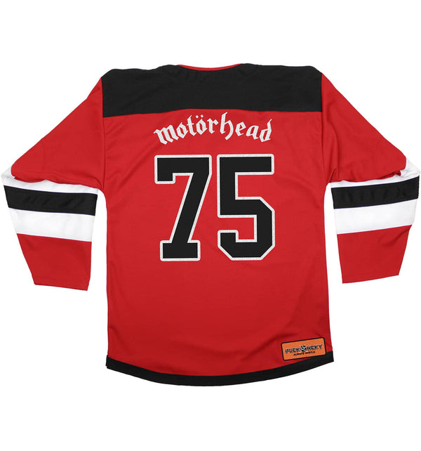 Motorhead 'Ace of Spades' deluxe hockey jersey in red, black, and white back view