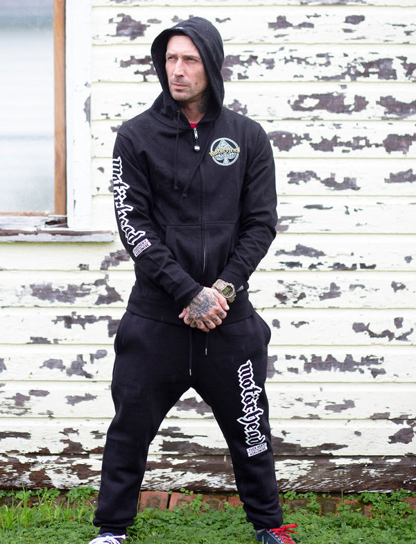 Motorhead 'SCORE PIG' hockey jogging pants in black on model