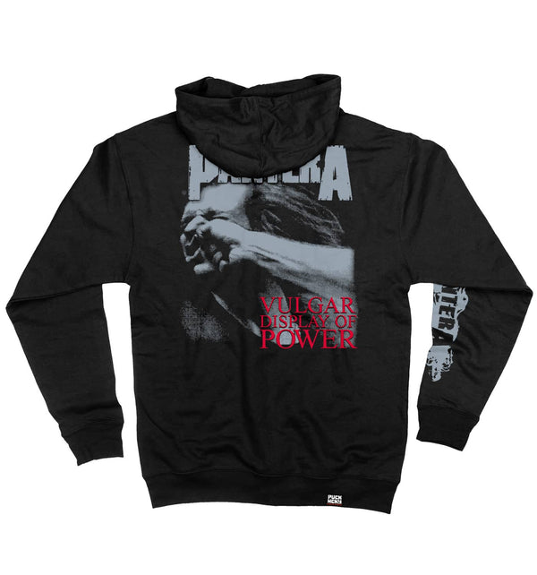 PANTERA 'A VULGAR DISPLAY' full zip hockey hoodie in black back view