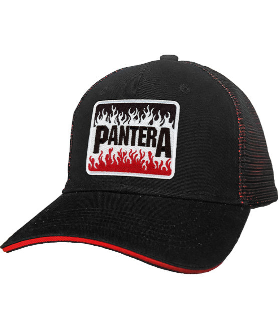 PANTERA 'HELLBOUND' double mesh snapback hockey cap in black and red