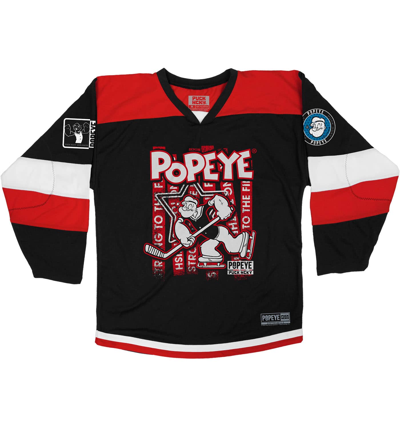 POPEYE 'STRONG TO THE FINISH' HOCKEY JERSEY – PUCK HCKY