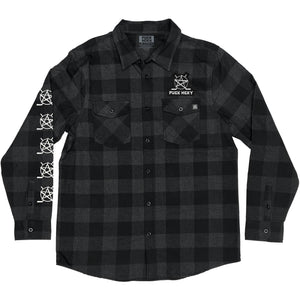 PUCK HCKY 'BIG STAR’ hockey flannel in charcoal heather and black front view