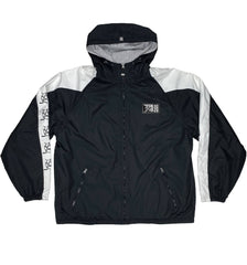 PUCK HCKY 'BIG STAR' zip-up hockey homefield jacket in black and white front view