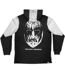 PUCK HCKY 'CORPSE PAINT' pullover hockey hoodie in black and white back view