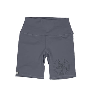 PUCK HCKY ‘PENTASTICK’ women's high-waisted bike shorts in storm grey front view