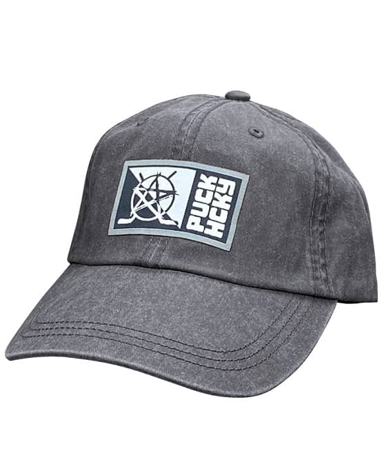 PUCK HCKY 'SLICED AND STACKED' relaxed fit hockey Dad hat in black