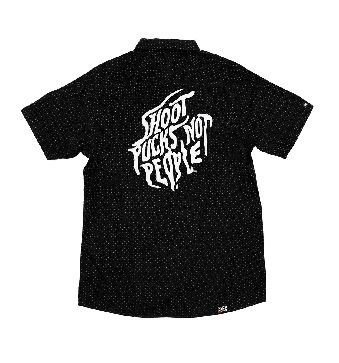 PUCK HCKY 'SHOOT PUCKS NOT PEOPLE SCRIPT' HOCKEY SHIRT