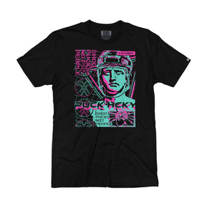 PUCK HCKY 'VAPORWAVE' short sleeve hockey t-shirt in black front view