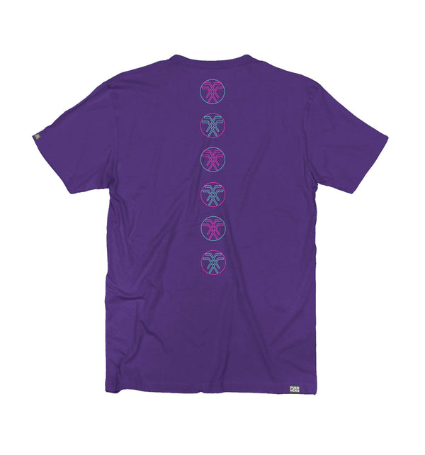 PUCK HCKY 'VAPORWAVE' short sleeve hockey t-shirt in purple back view