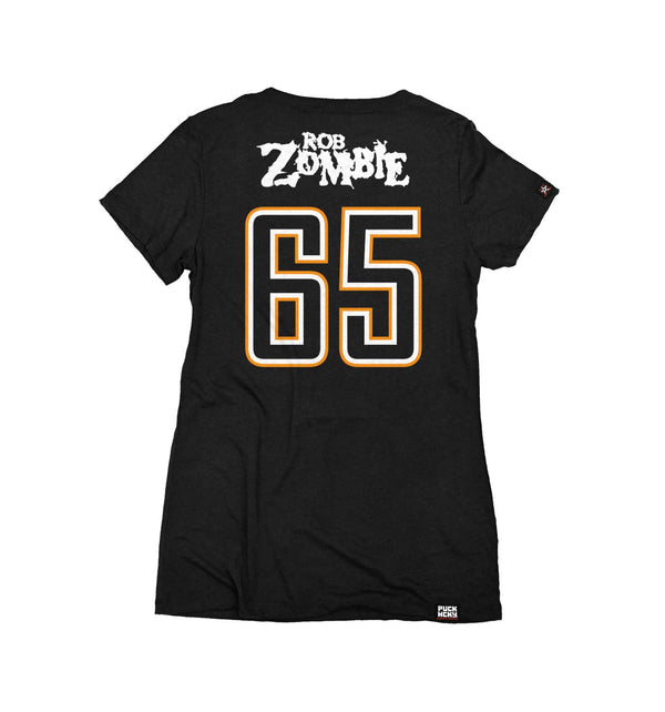 ROB ZOMBIE 'MARS NEEDS HCKY' women's short sleeve hockey t-shirt back view