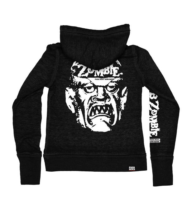 ROB ZOMBIE 'SKATERBEAST' women's full zip hockey hoodie in acid black back view