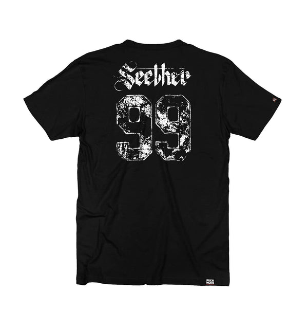 SEETHER 'THE S' short sleeve hockey t-shirt in black back view