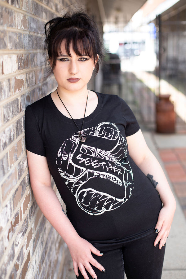 SEETHER ‘THE S’ women's short sleeve hockey t-shirt front view on model