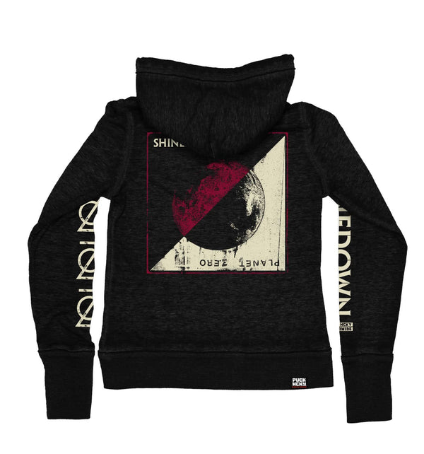 SHINEDOWN ‘PLANET ZERO’ women's full zip hockey hoodie in acid black back view