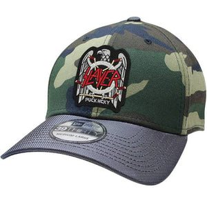 SLAYER 'FIGHT TILL DEATH' stretch fit hockey cap in camo with charcoal brim