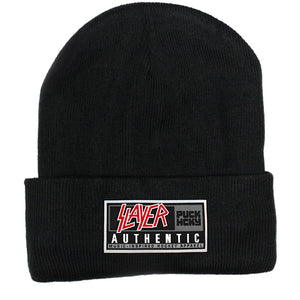 SLAYER 'TOASTY TOQUE' jersey-lined, cuffed knit hockey hat in black