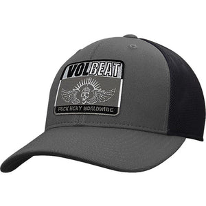 VOLBEAT ‘7 SHOTS’ mesh back hockey cap in iron grey and black front view