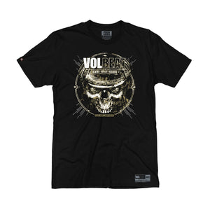 VOLBEAT ‘REWIND REPLAY REBOUND’ short sleeve hockey t-shirt in black front view