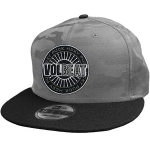 VOLBEAT ‘SEAL THE DEAL’ snapback hockey cap in grey camo with black brim front view