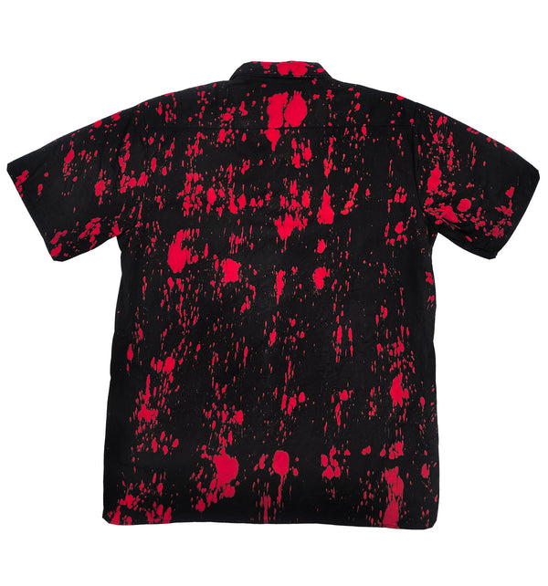 PUCK HCKY 'SLICED N' STACKED' limited edition custom tie-dyed short sleeve work shirt back view