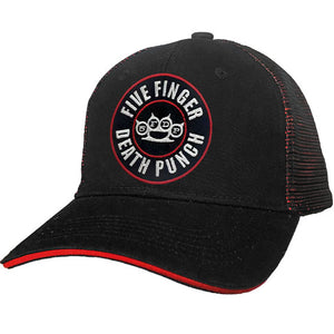 FIVE FINGER DEATH PUNCH '5FDP' double mesh snapback hockey cap in black and red