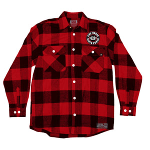FIVE FINGER DEATH PUNCH 'EAGLE CREST' hockey flannel in red plaid front view