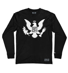 FIVE FINGER DEATH PUNCH 'EAGLE CREST' long sleeve hockey t-shirt in black front view
