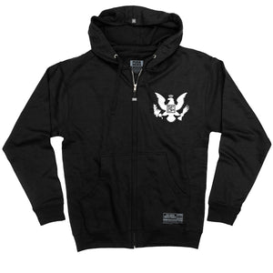 FIVE FINGER DEATH PUNCH 'EAGLE CREST' full zip hockey hoodie in black frot view