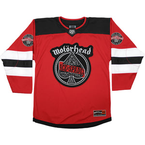 MOTÖRHEAD 'ACE OF SPADES' deluxe hockey jersey in red, black, and white front view