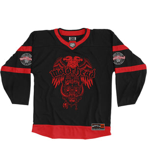 Motorhead 'Eagle' hockey jersey in black and red front view