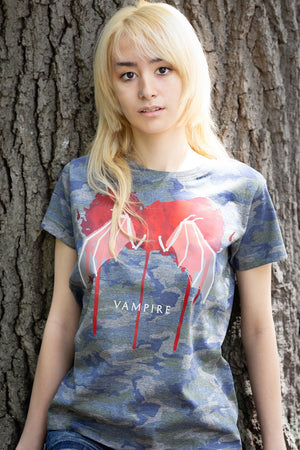 TOTEM 'Vampire' women's short sleeve t-shirt in vintage camo on model