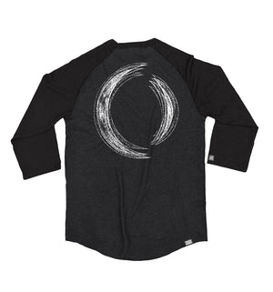 A Perfect Circle 'Multiples' hockey raglan t-shirt in graphite heather with black sleeves back view