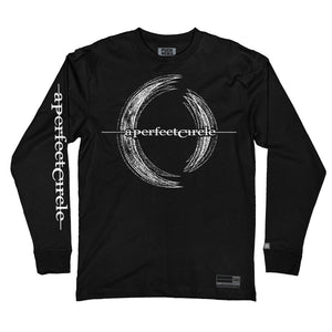 A Perfect Circle 'Multiples' long sleeve hockey t-shirt in black front view