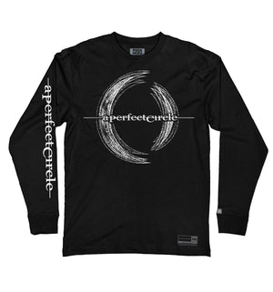 A Perfect Circle 'Multiples' long sleeve hockey t-shirt in black front view