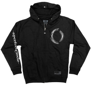 A Perfect Circle ‘Multiples’ full zip hockey hoodie in black front view