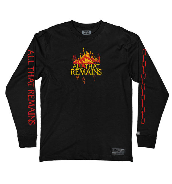 All That Remains 'Hourglass long sleeve hockey t-shirt in black front view