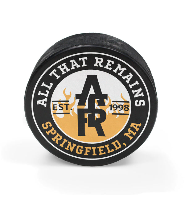 All That Remains 'Puckfire' limited edition hockey puck in gold