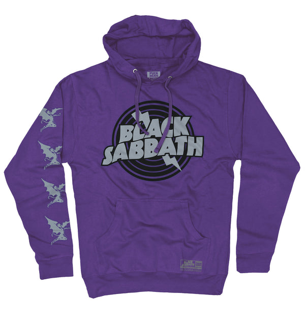 Black Sabbath ‘Scoreblind’ pullover hockey hoodie in purple front view