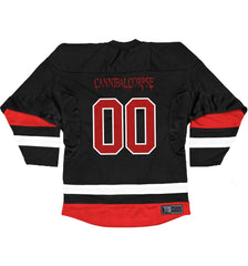 CANNIBAL CORPSE 'HOCKEY CLUB' hockey jersey in black, white, and red back view