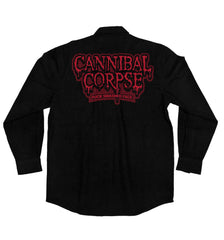 CANNIBAL CORPSE 'PUCK SMASHED FACE' hockey flannel in solid black back view