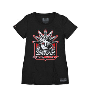 Car Bomb 'Liberty' women's short sleeve t-shirt in black front view