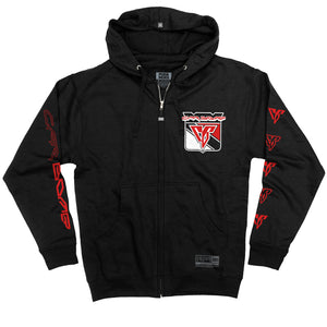 Car Bomb ‘Liberty’ full zip hockey hoodie in black front view