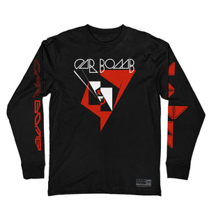 Car Bomb 'Meta' long sleeve hockey t-shirt in black front view
