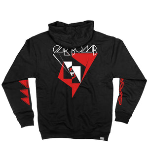 Car Bomb ‘Meta’ full zip hockey hoodie in black back view