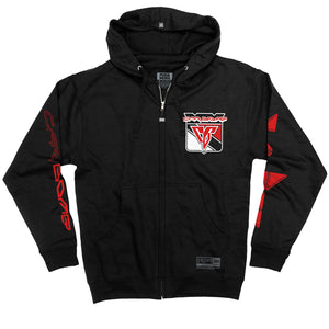 Car Bomb ‘Meta’ full zip hockey hoodie in black front view